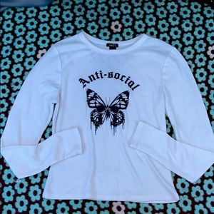 RUE21 ‘Anti-social’ butterfly long sleeve